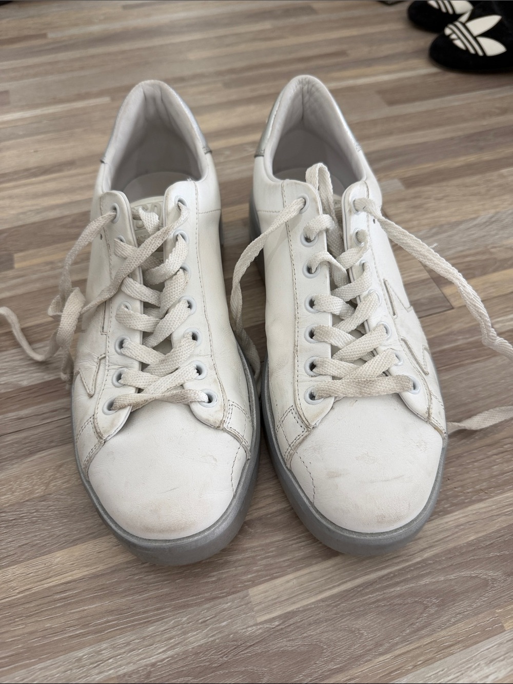 Golden Goose White Leather Lace-Up Sneakers